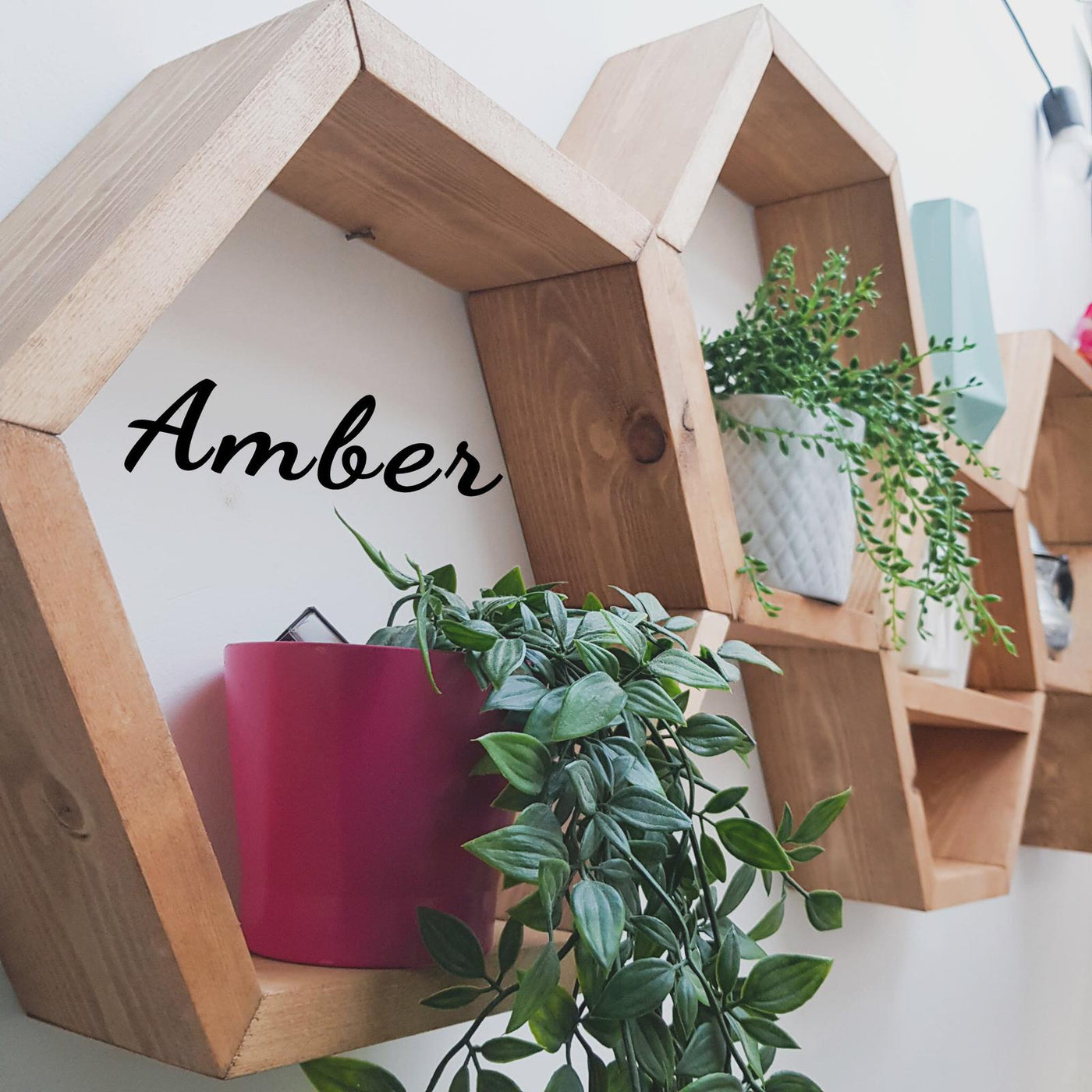 Hexagon Wooden Wall Shelf